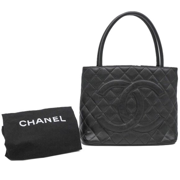 CHANEL Black Caviar Leather Logo Tote Bag - Picture 1 of 14
